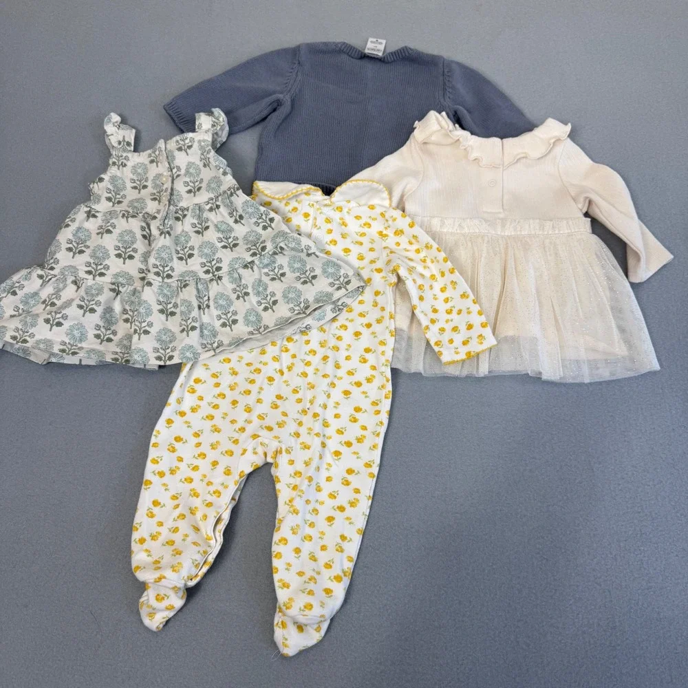 Baby Girl Clothing Bundle 3-6M Floral Dress Sweater Sleeper Boho Neutrals Earthy